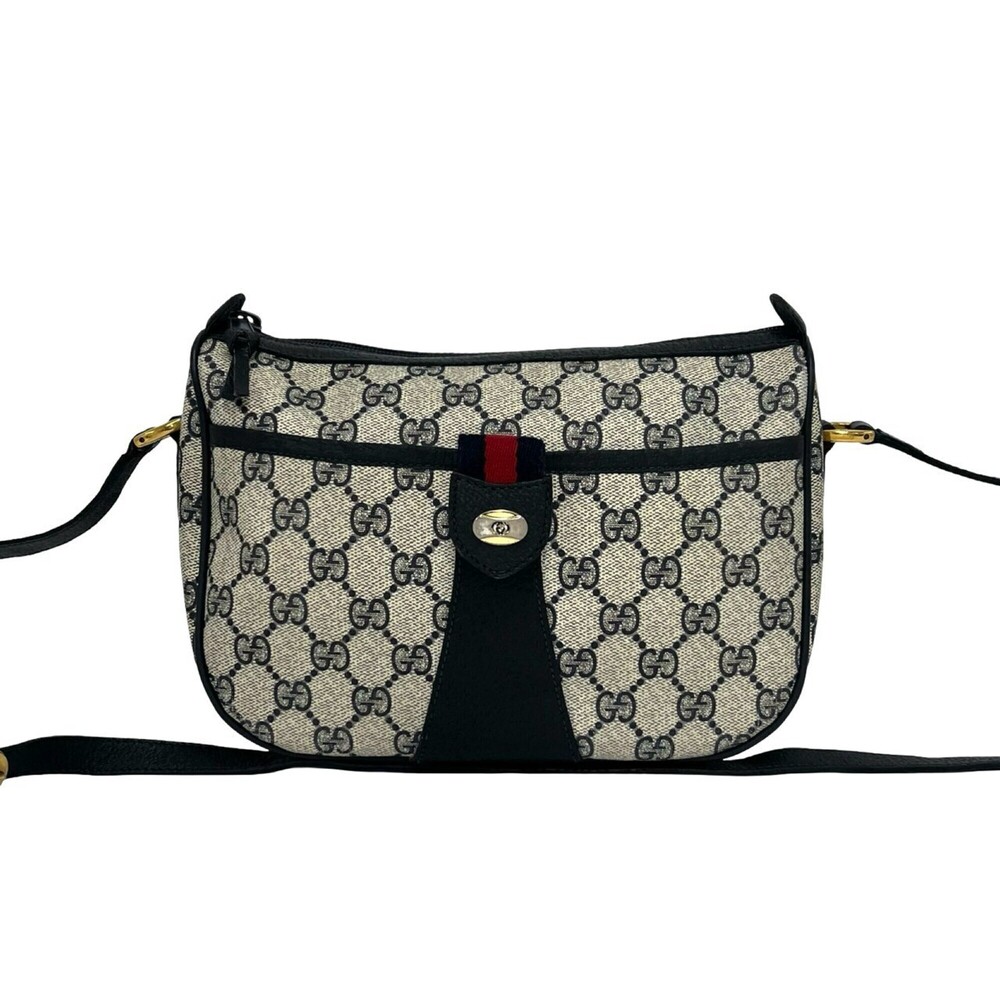 GUCCI (Old Gucci) Sherry Line GG Logo Pattern Leather Mini Shoulder Bag/Pouch...